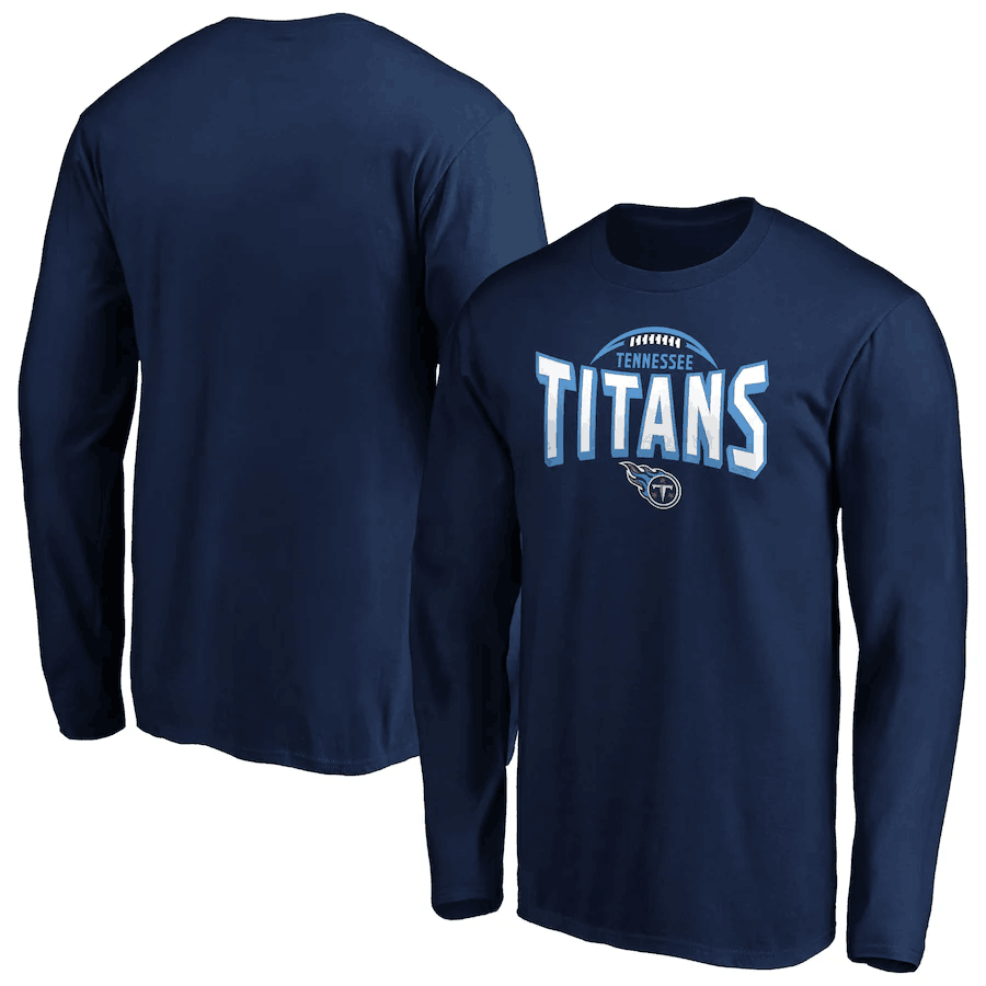 Men's Tennessee Titans Navy Clamp Down Long Sleeve T-Shirt